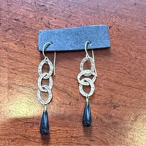 Elegant Silver and Black Drop Earrings